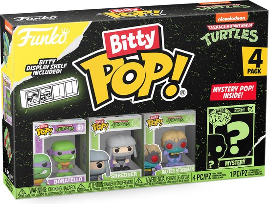 Funko Bitty POP! Nickelodeon Teenage Mutant Ninja Turtles - Donatello, Shredder, Baxter Stockman & Mystery POP! voorkant