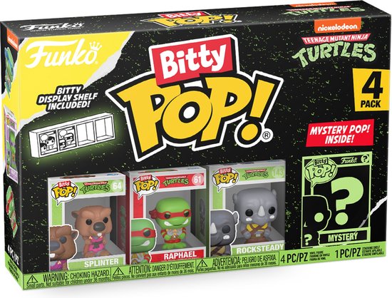 Funko Bitty POP! Nickelodeon Teenage Mutant Ninja Turtles - Splinter, Raphael, Rocksteady & Mystery POP! voorkant