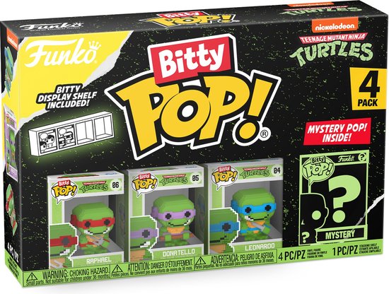 Funko Bitty POP! Nickelodeon Teenage Mutant Ninja Turtles - Raphael, Donatello, Leonardo & Mystery POP! voorkant