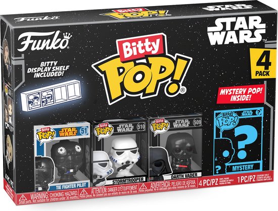 Funko Bitty POP! Star Wars - Darth Vader, Stormtrooper, The Fighter Pilot & Mystery POP! voorkant