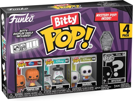 Funko Bitty POP! Disney The Nightmare before Christmas - Pumpkin King, Mayor, Barrel & Mystery POP! voorkant