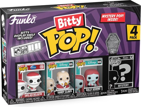 Funko Bitty POP! Disney The Nightmare before Christmas - Santa Jack Skellington, Sande Claws, Sally Sewing voorkant