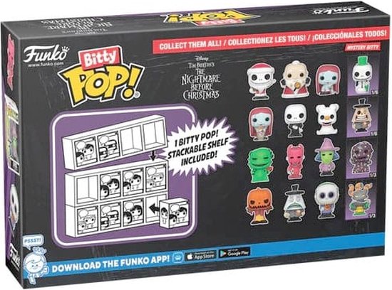 Funko Bitty POP! Disney The Nightmare before Christmas - Santa Jack Skellington, Sande Claws, Sally Sewing achterkant