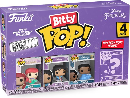 Funko Bitty POP! Disney Princess - Ariel, Mulan, Tiana & Mystery POP! voorkant