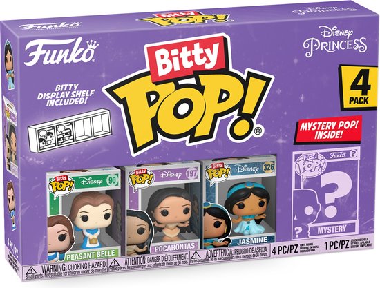 Funko Bitty POP! Disney Princess - Peasant Belle, Pocahontas, Jasmine & Mystery POP! voorkant