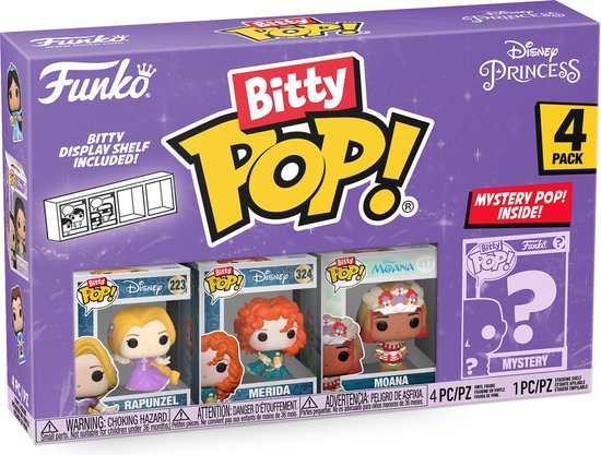 Funko Bitty POP! Disney Princess - Rapunzel, Merida, Moana & Mystery POP! voorkant