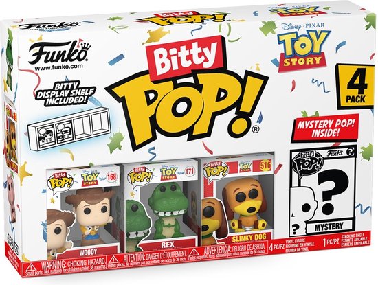 Funko Bitty POP! Disney Toy Story - Woody, Rex, Slinky Dog & Mystery POP! voorkant