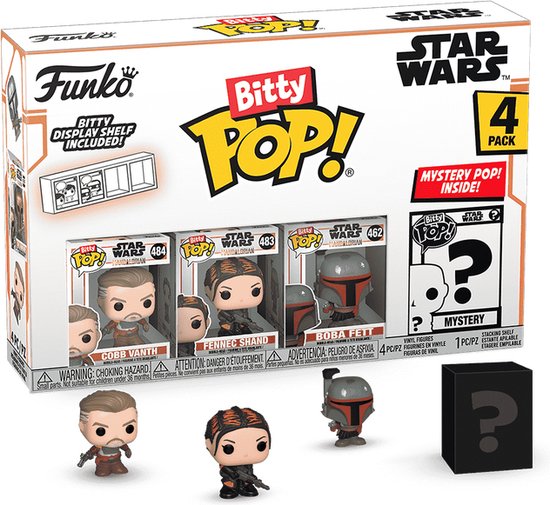 Funko Bitty POP! Star Wars The Mandalorian - Cobb Vanth, Fennec Shand, Boba Fett & Mystery POP! voorkant