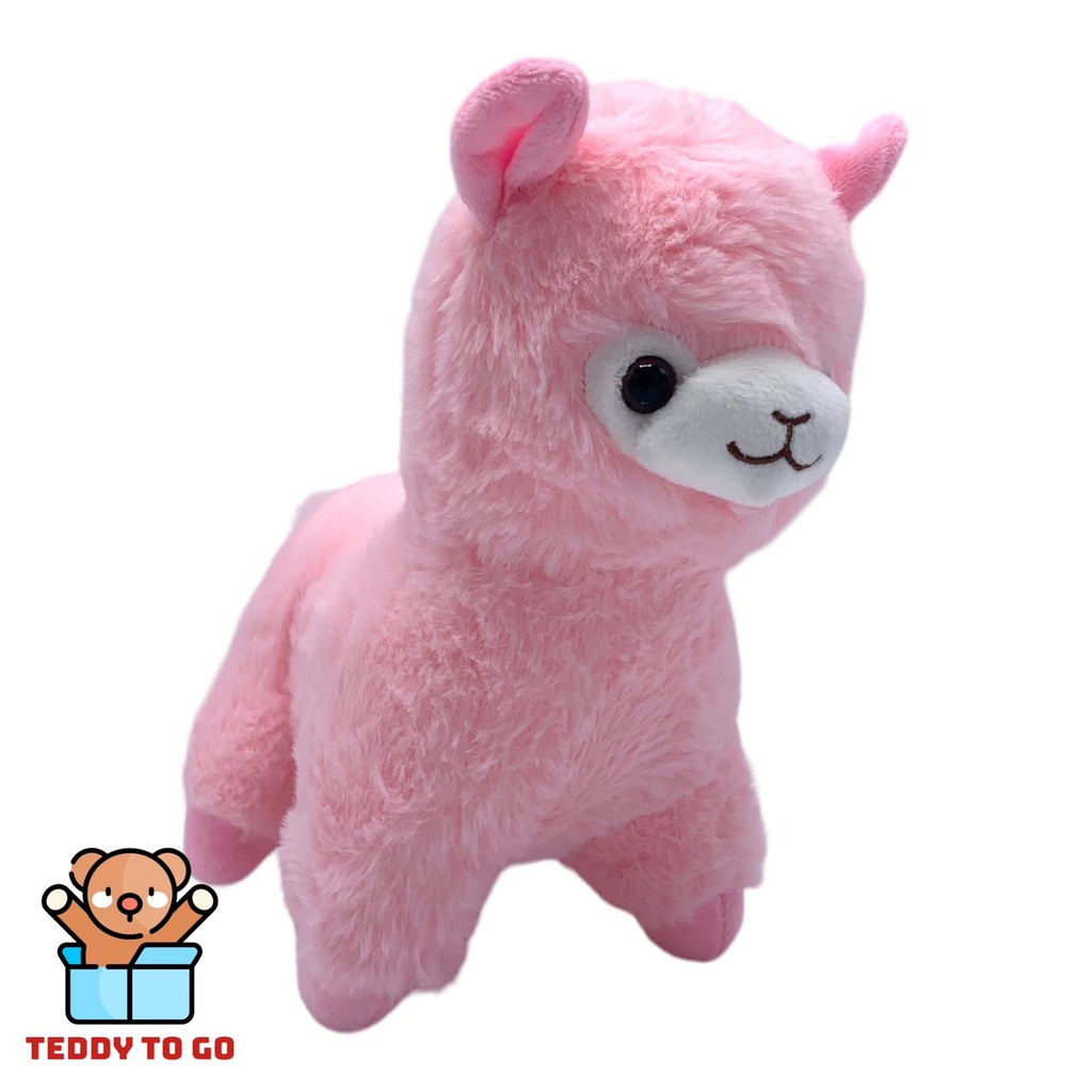 Roze Alpaca knuffel zijaanzicht