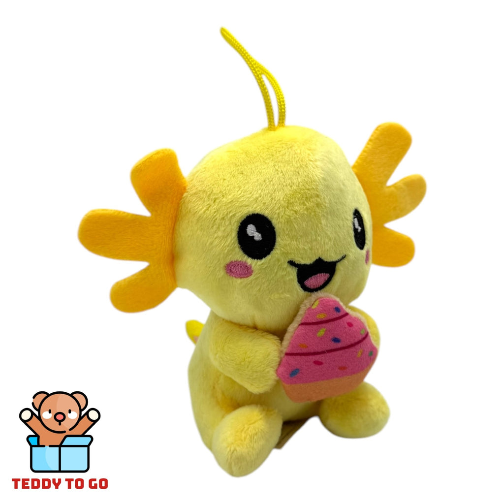 Axolotl met Cupcake knuffel geel zijaanzicht
