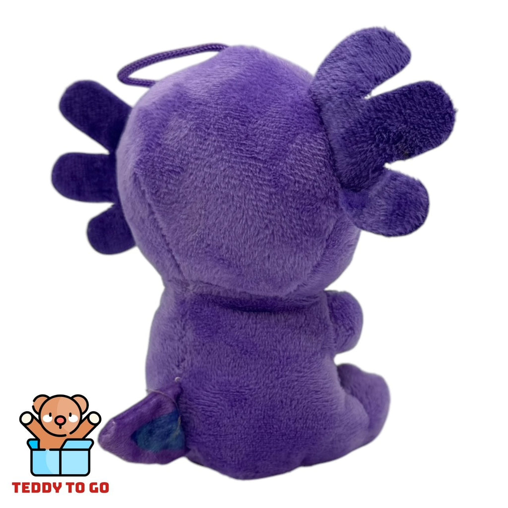 Axolotl met Pizza knuffel paars achterkant