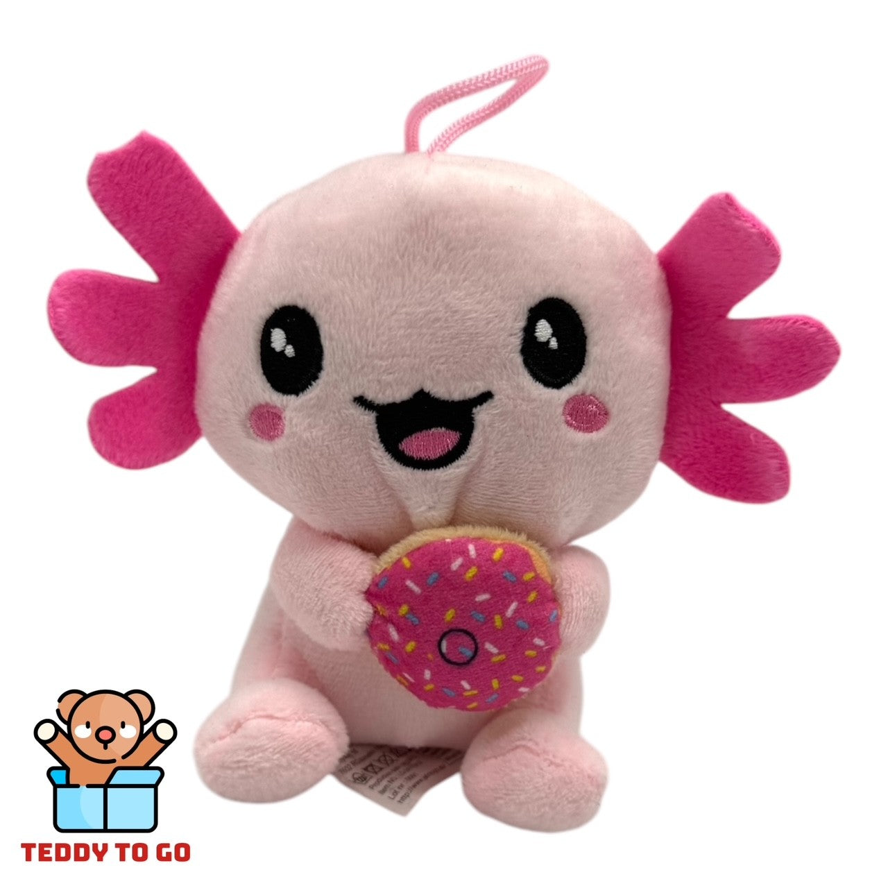 Pink Axolotl Peluche Ajolote Axolotl With Donut Plush Pink 12 Cm