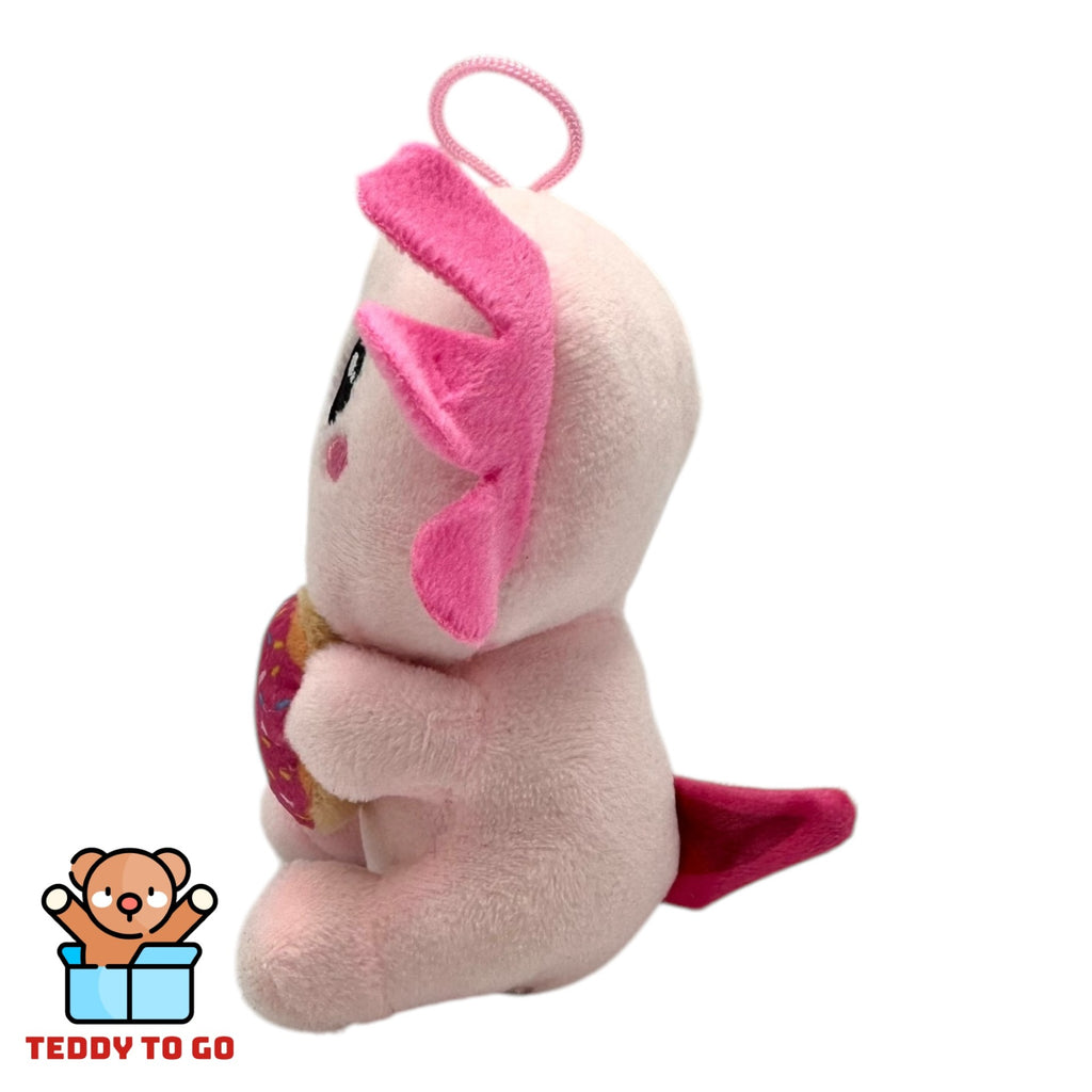 Axolotl met Donut knuffel roze zijkant