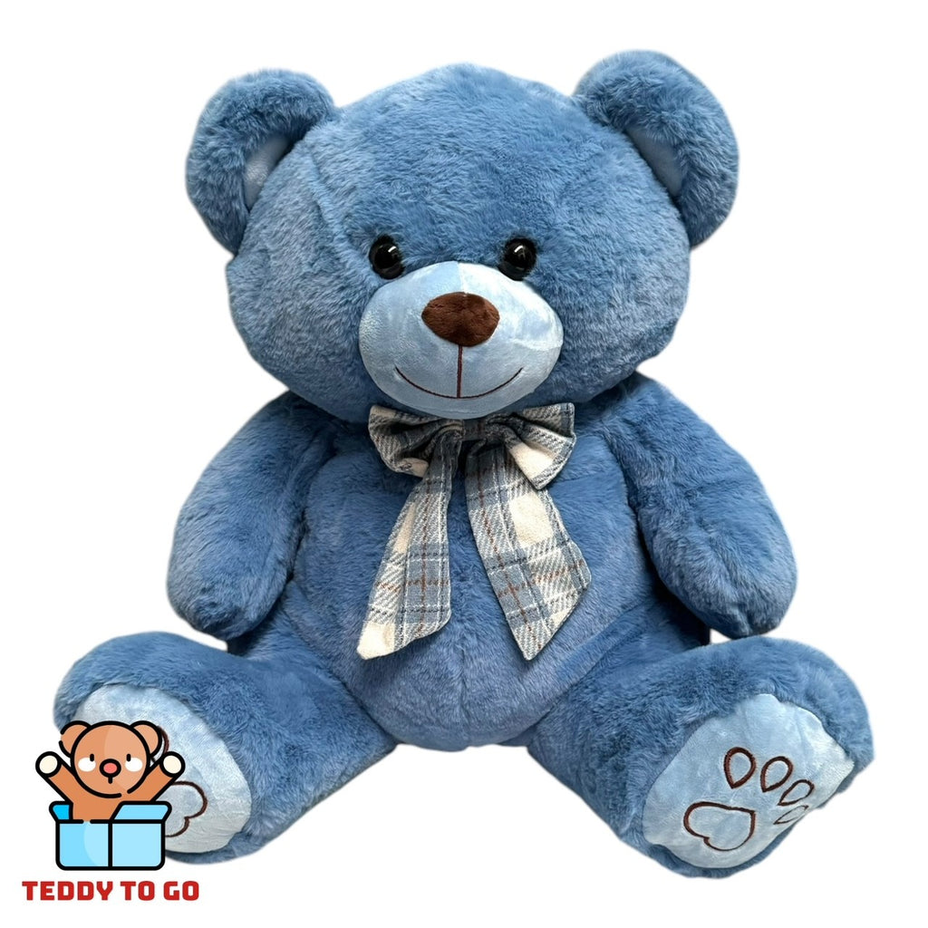 Teddybeer knuffel blauw voorkant