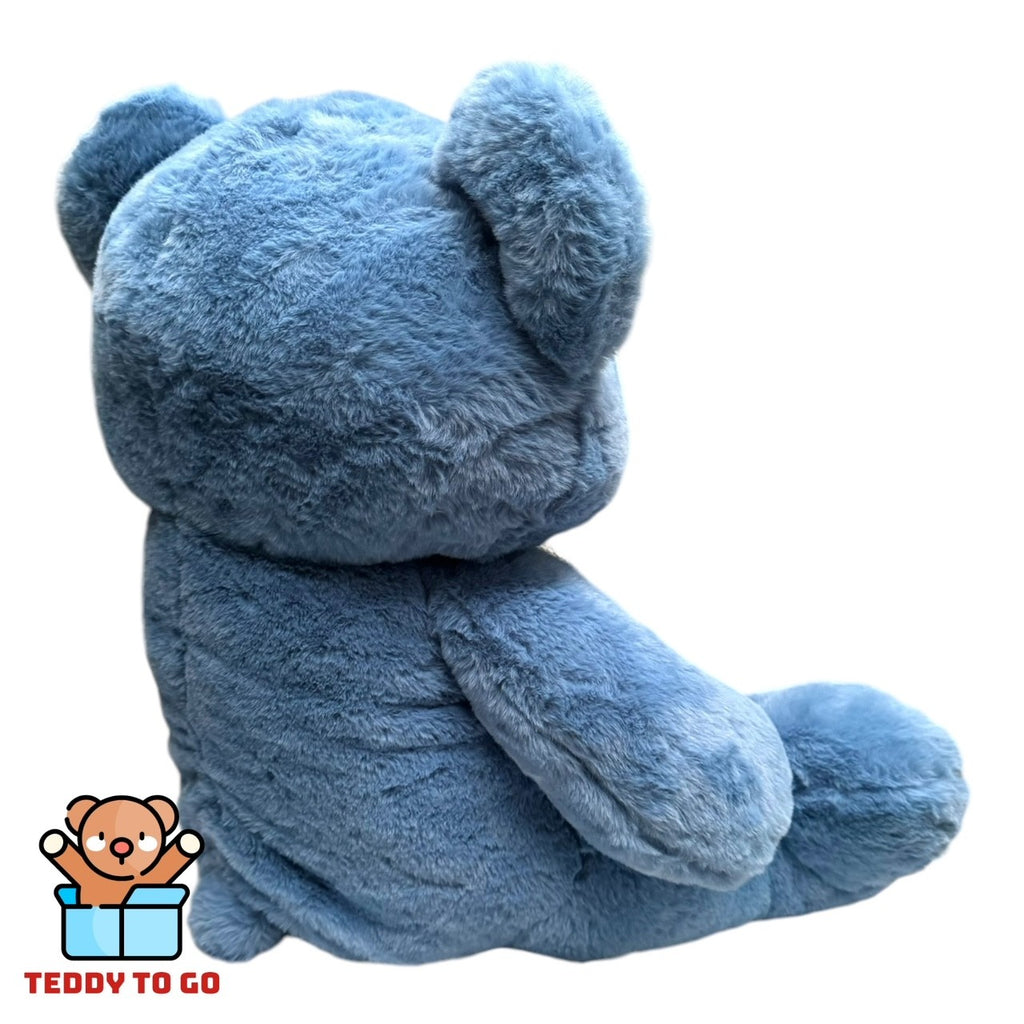 Teddybeer knuffel blauw achterkant