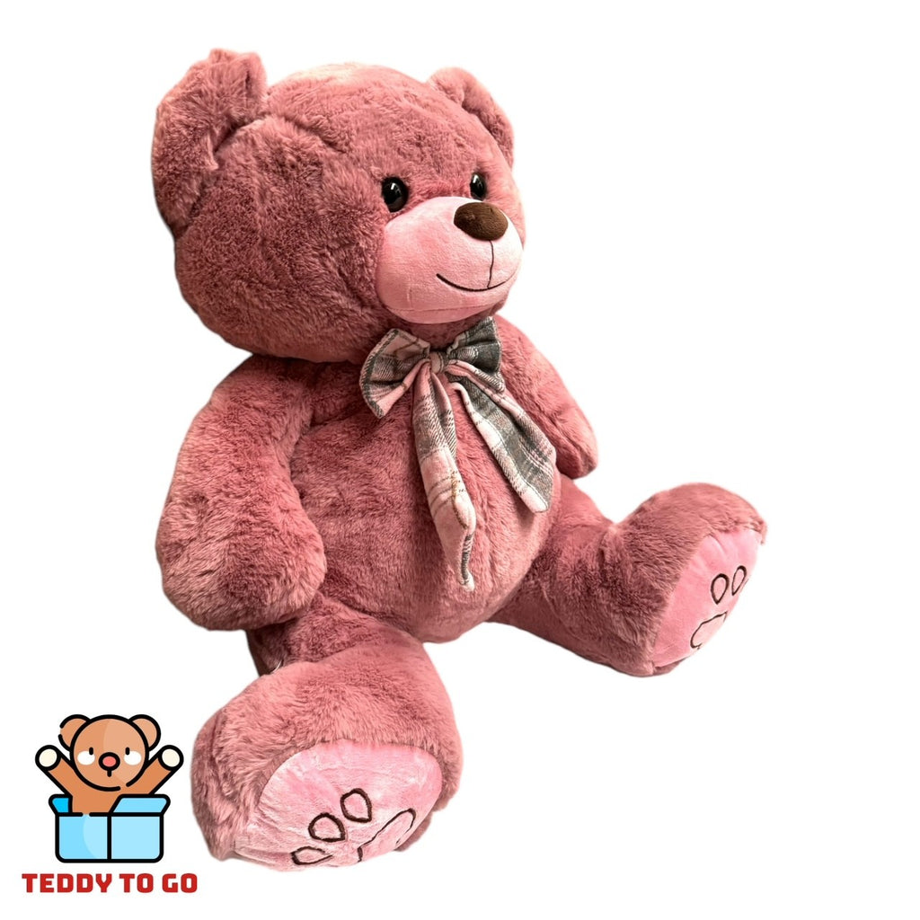 Teddybeer knuffel roze zijaanzicht