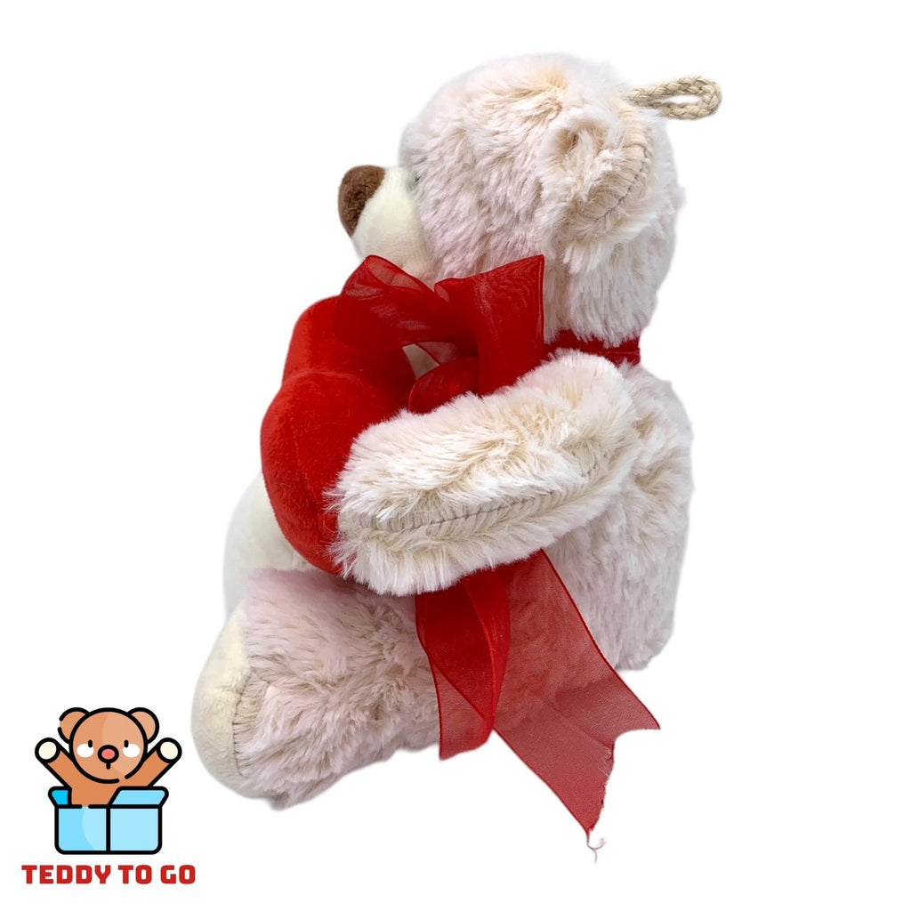 Witte beer met hart knuffel zijkant