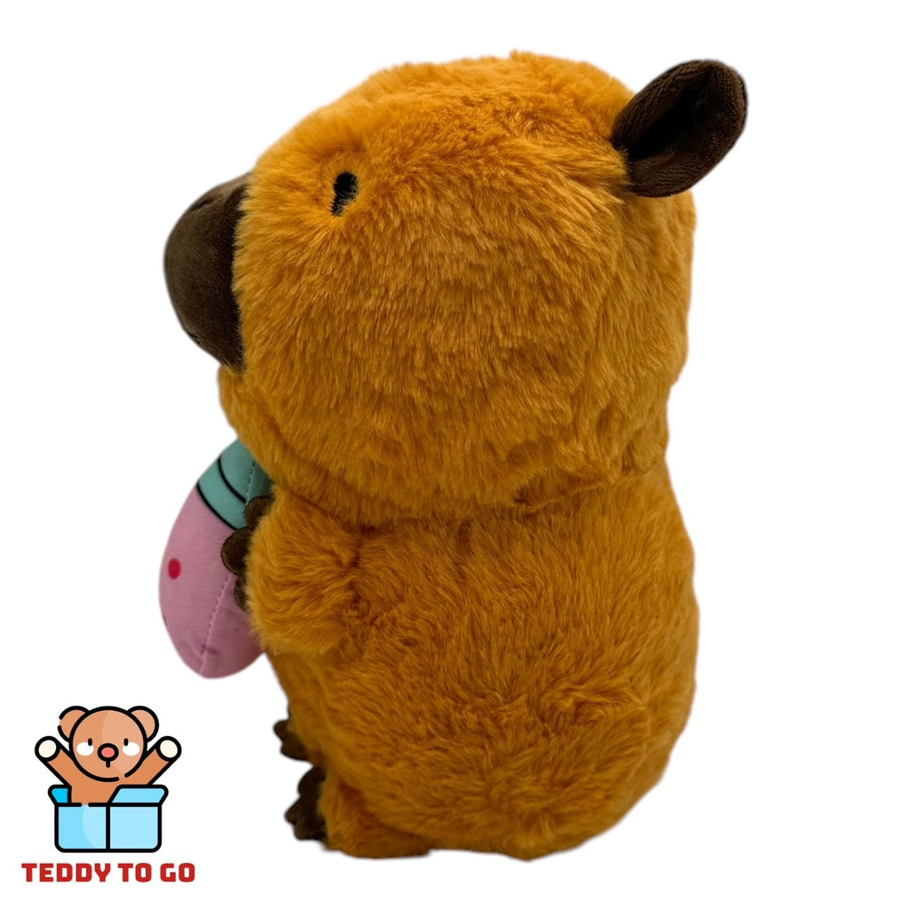 Capybara met Bubble tea knuffel zijkant