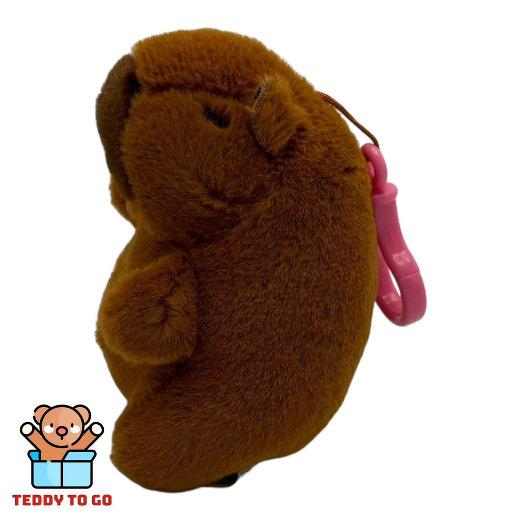 Capybara knuffel bagclip zijkant