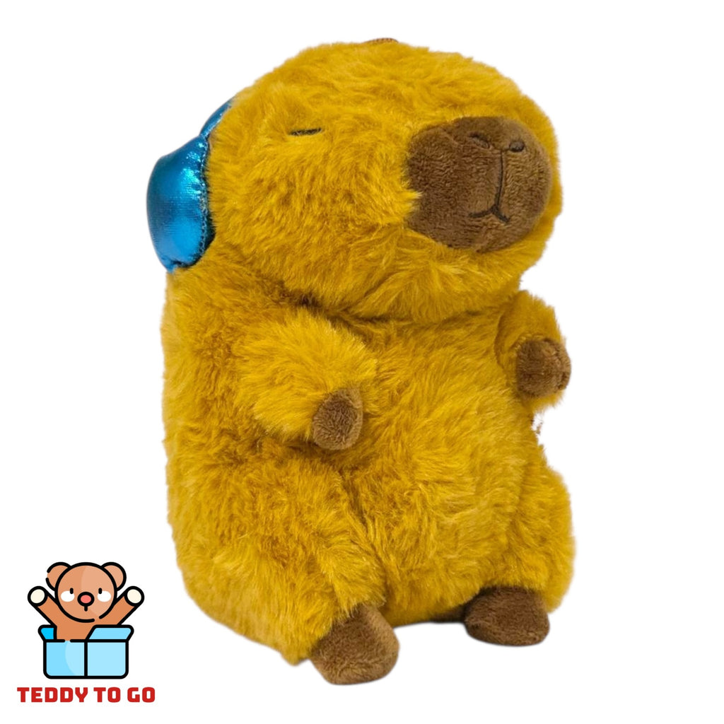 Capybara met blauw Koptelefoon knuffel