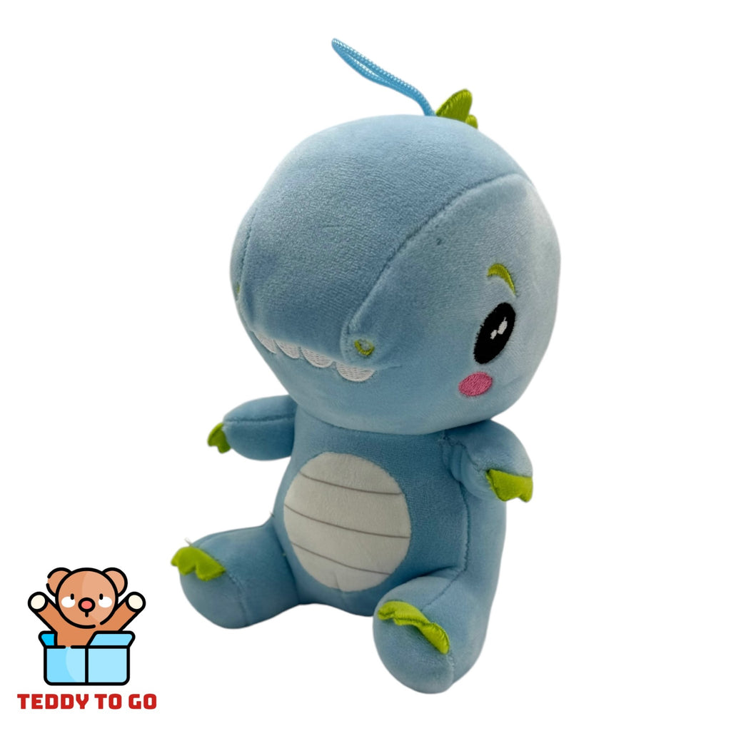 Dinosaurus knuffel blauw voorkant