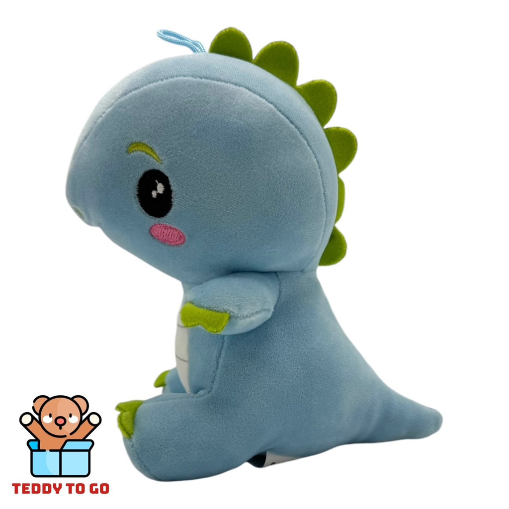 Dinosaurus knuffel blauw zijkant