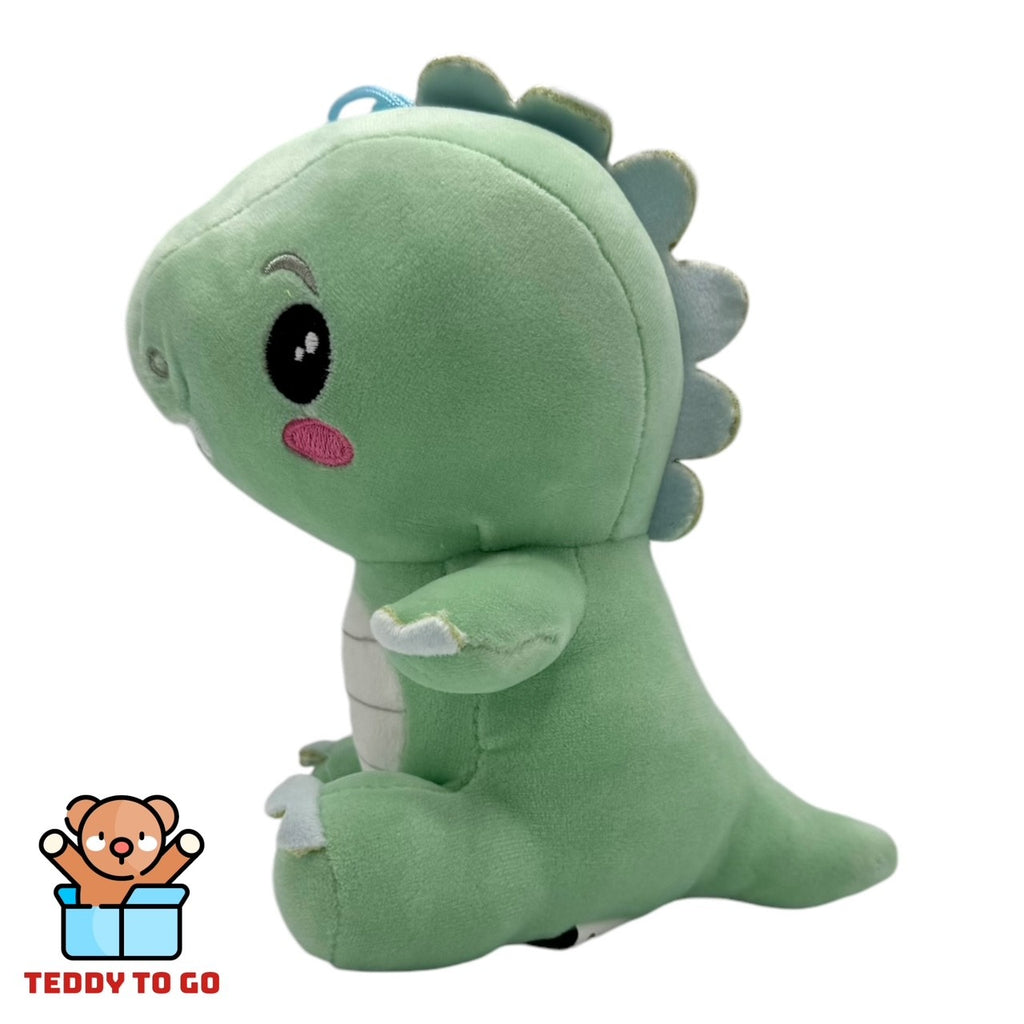 Dinosaurus knuffel groen zijkant