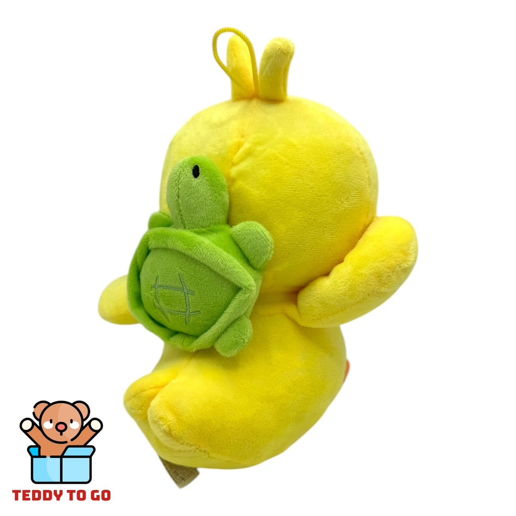 Eend met Schildpadrugzak knuffel achterkant