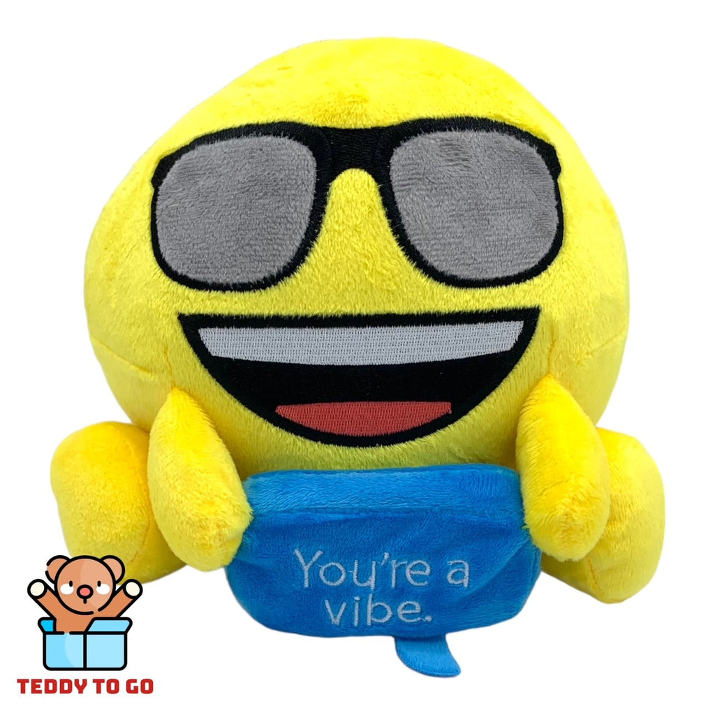 Emoji met zonnebril knuffel voorkant