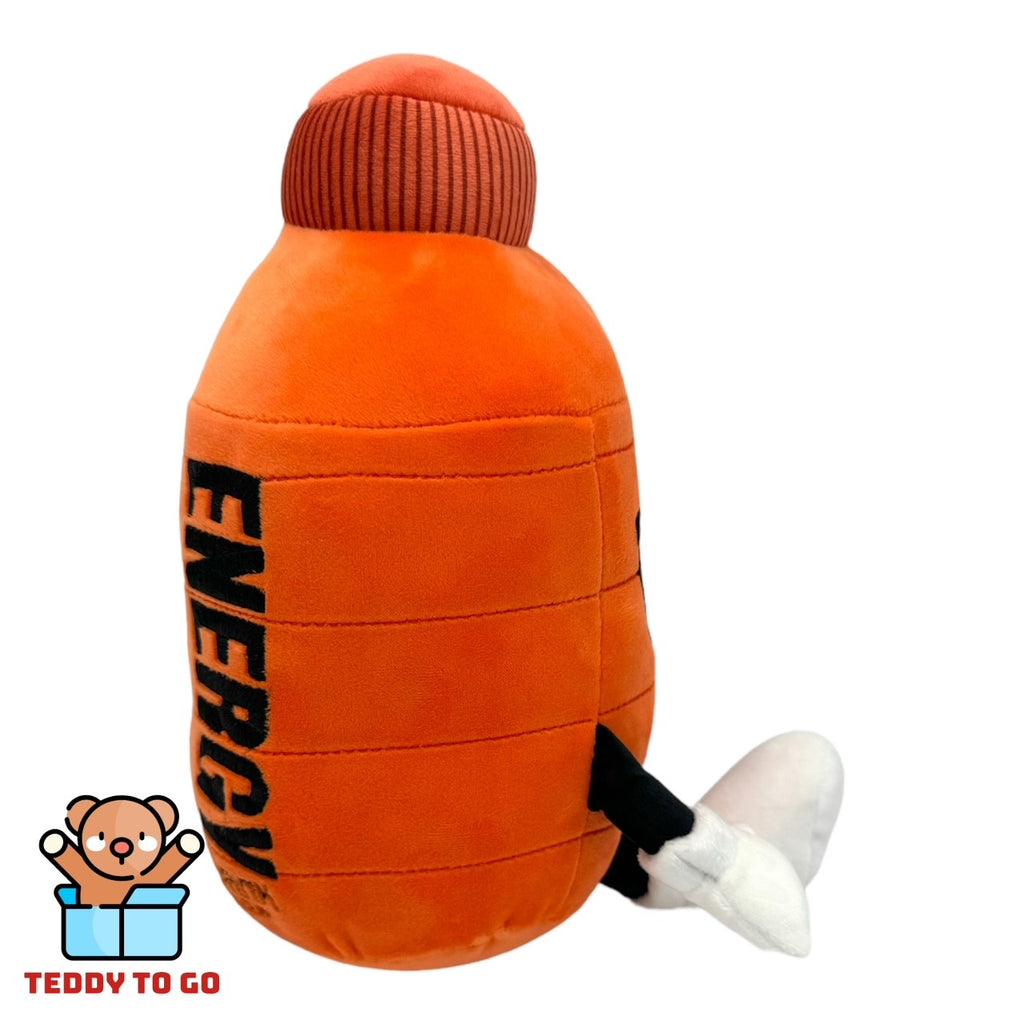 Oranje Energy Drink knuffel achterkant