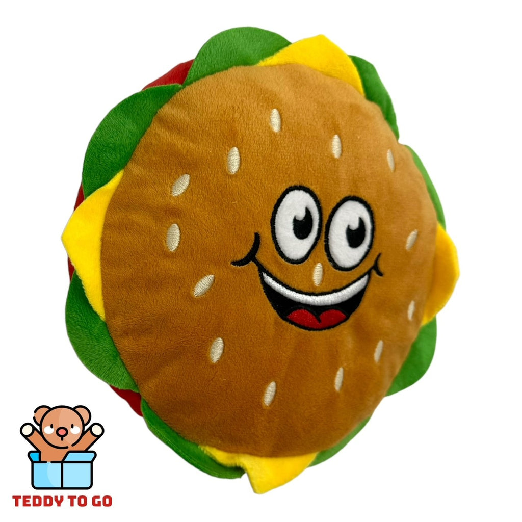 Happy Fast Food Friends Hamburger knuffel zijaanzicht