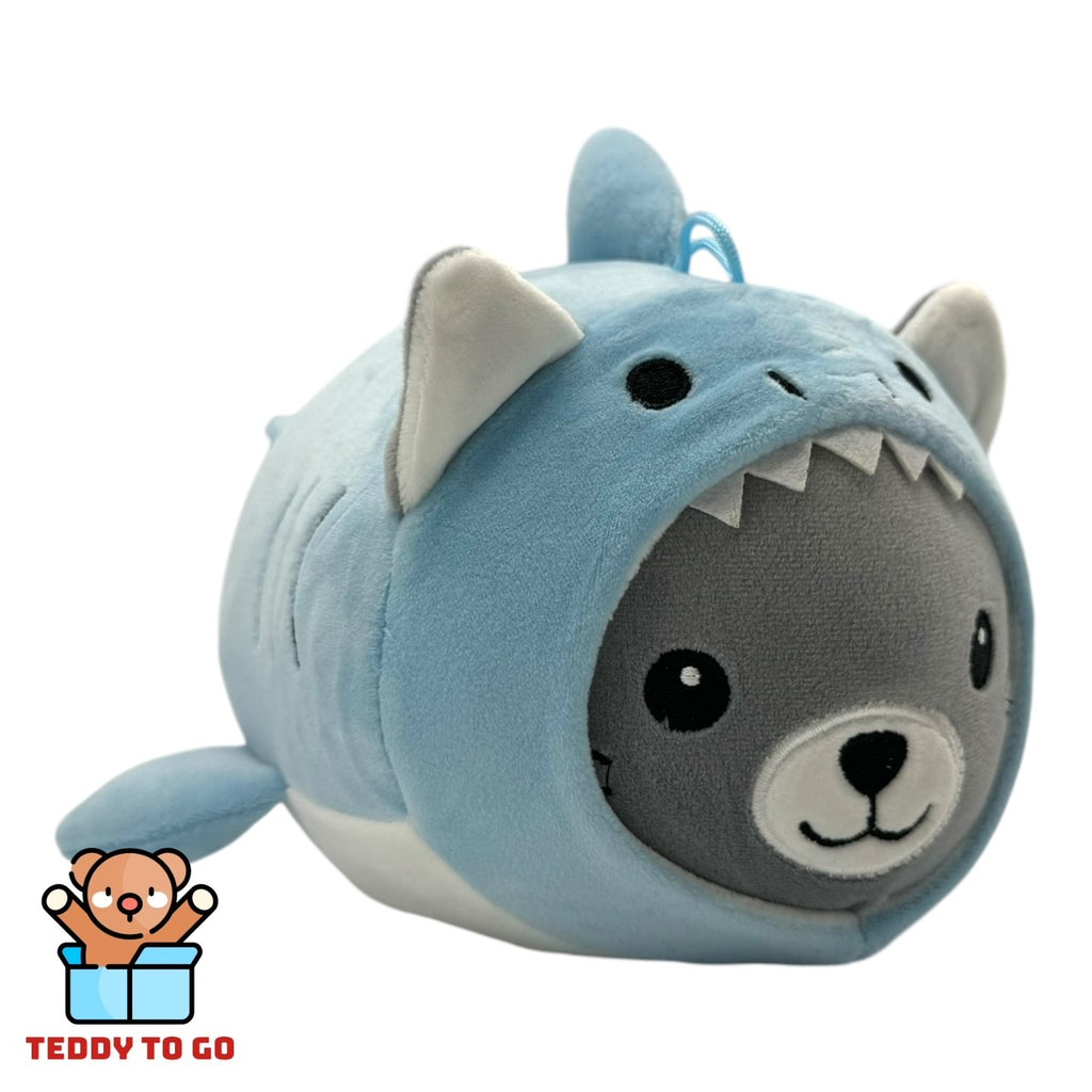 Kawaii Haai knuffel blauw zijaanzicht