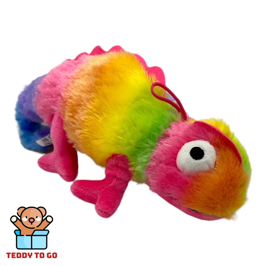 Roze Kameleon knuffel zijaanzicht