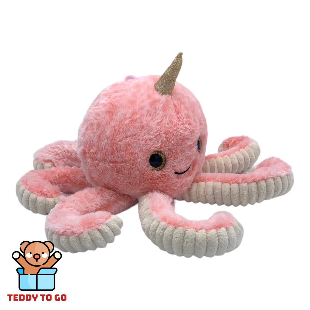 Roze octopus knuffel zijaanzicht