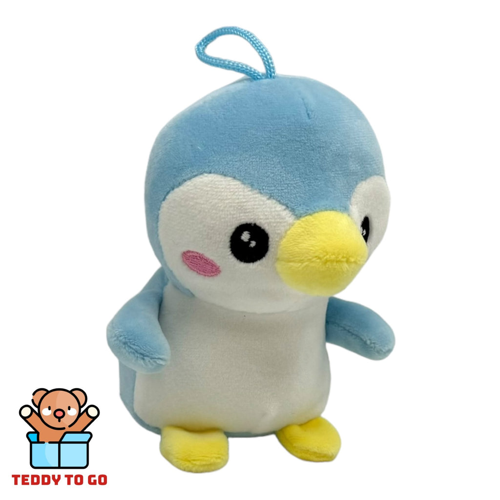Pinguïn knuffel blauw zijaanzicht