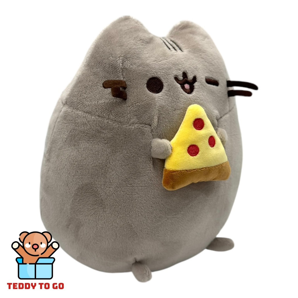 Pusheen the Cat met Pizza knuffel zijaanzicht