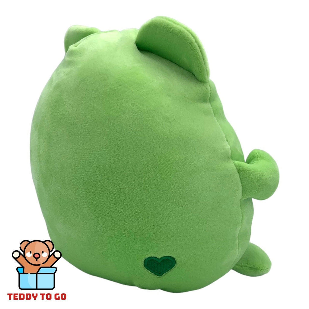 Groene squashy Troetelbeer knuffel achterkant