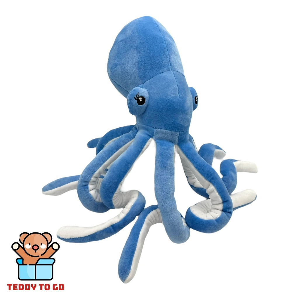 Octopus knuffel blauw zijaanzicht