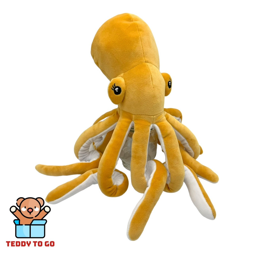 Octopus knuffel oranje zijaanzicht