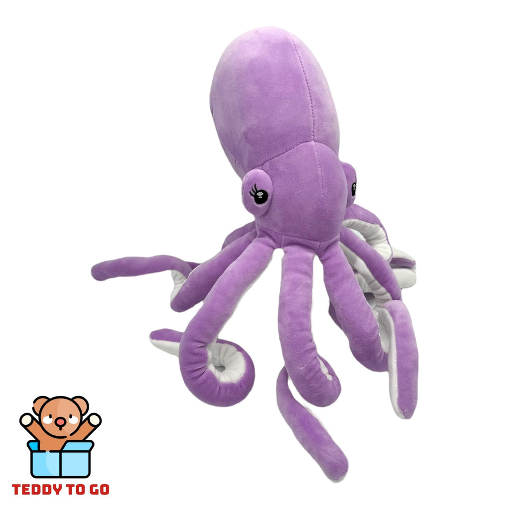 Octopus knuffel paars zijaanzicht