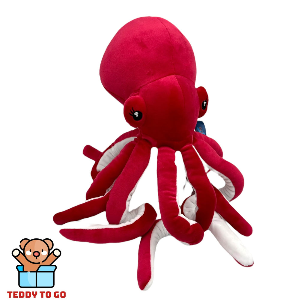 Octopus knuffel rood zijaanzicht