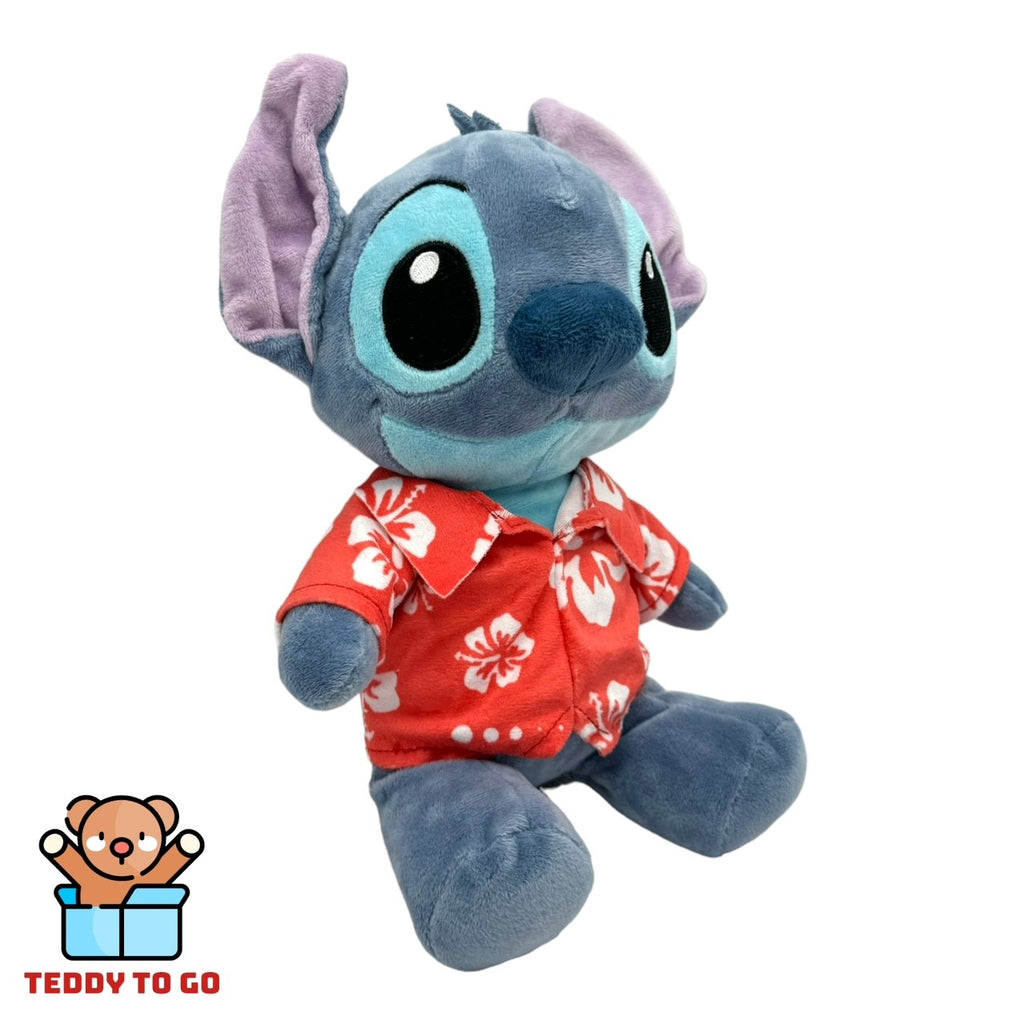 Disney Stitch met rood Hawaii shirt knuffel zijaanzicht