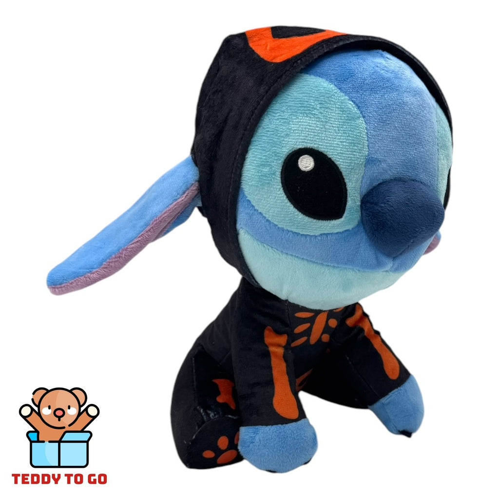 Disney Stitch in Skelet kostuum knuffel zijaanzicht