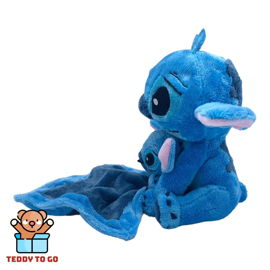 Disney Stitch met knuffeldoekje knuffel zijkant