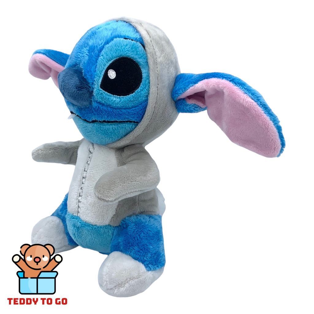 Disney Stitch knuffel in Stampertje kostuum zijaanzicht