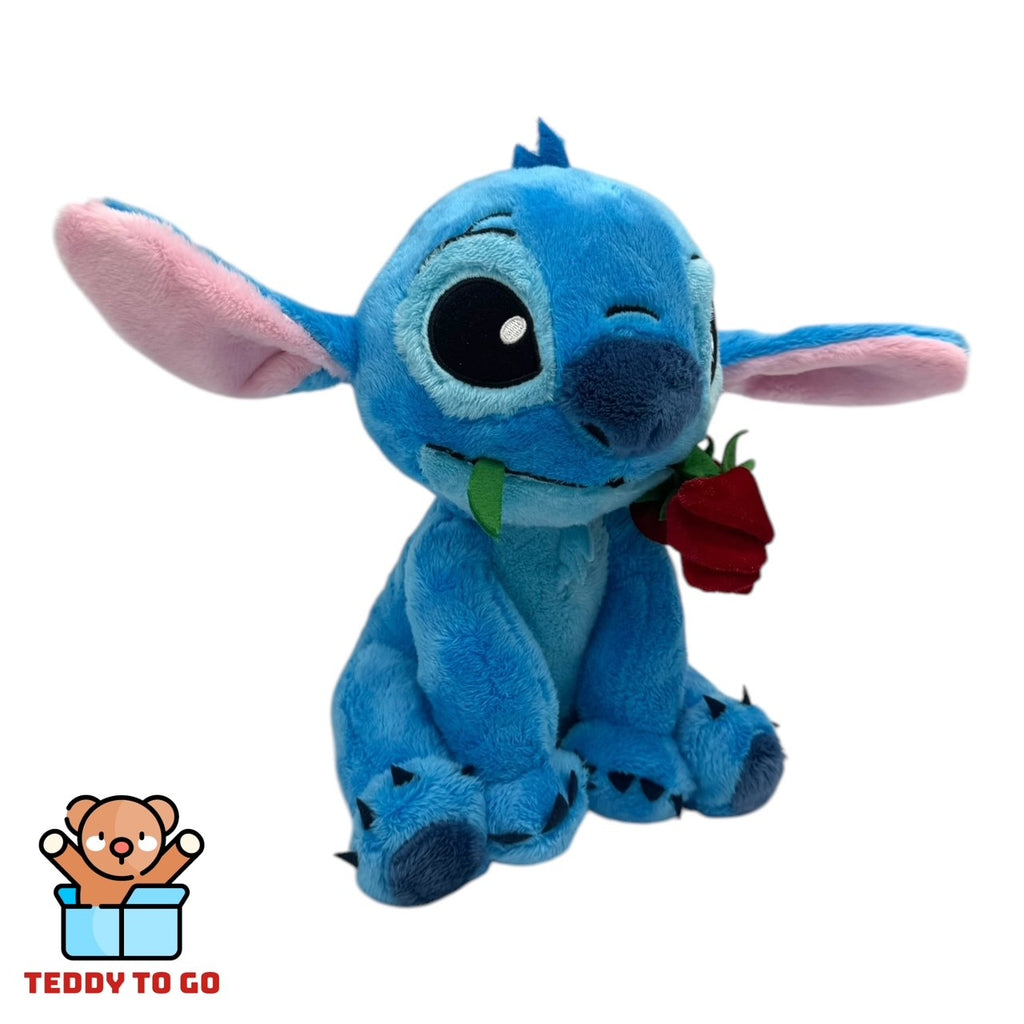 Disney Stitch met Rozen knuffel zijaanzicht