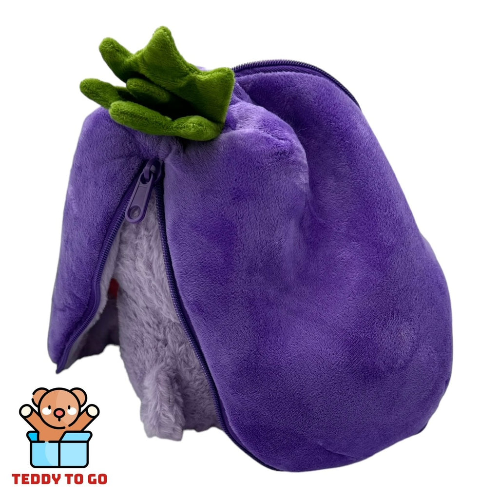 Omkeerbaar Konijn knuffel Aubergine achterkant